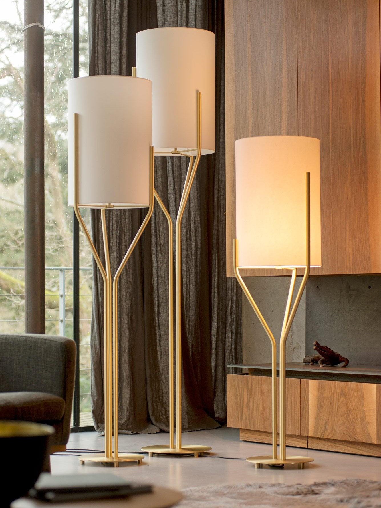 Arborescence Floor Lamp with LED, Adjustable Height, Brass Finishes