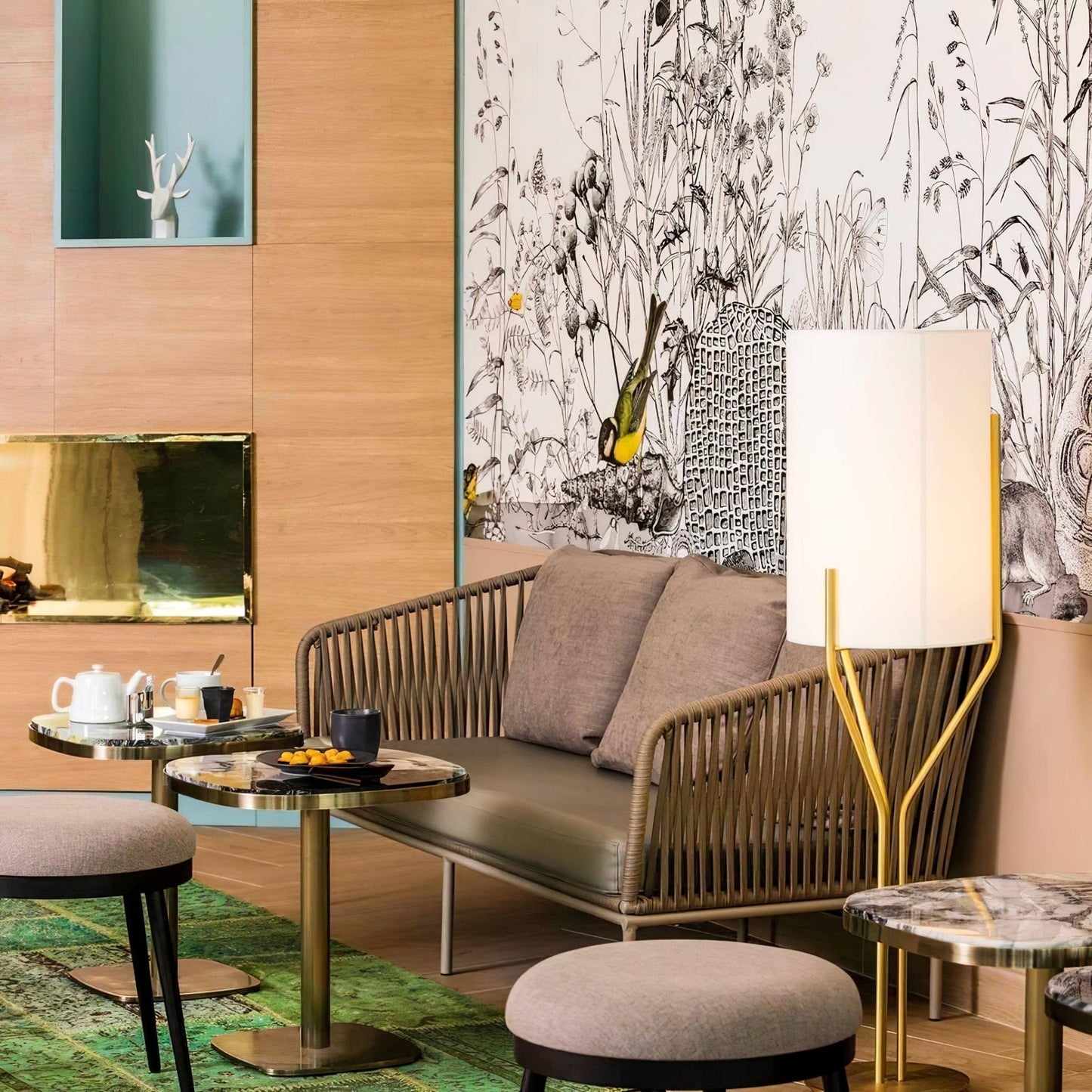 Arborescence Floor Lamp with LED, Adjustable Height, Brass Finishes