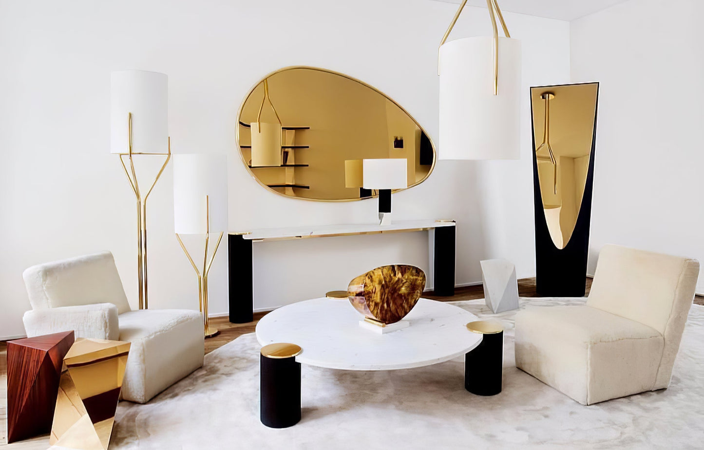 Arborescence Floor Lamp with LED, Adjustable Height, Brass Finishes