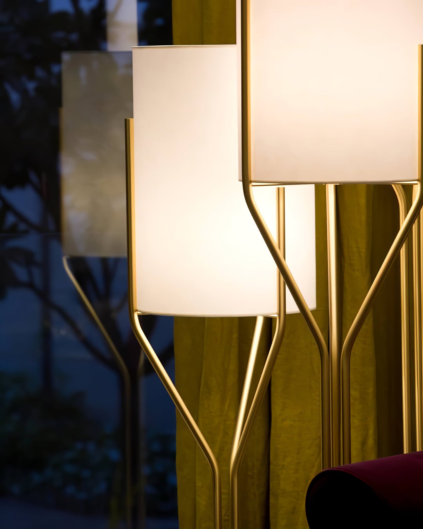 Arborescence Floor Lamp with LED, Adjustable Height, Brass Finishes