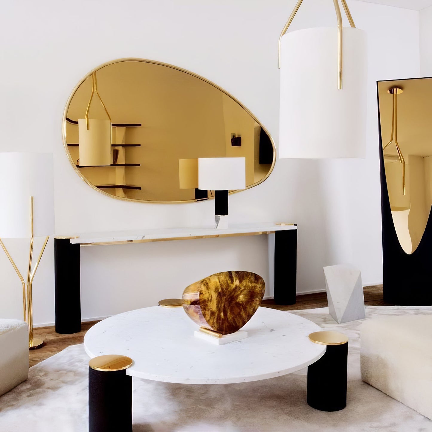 Arborescence Floor Lamp with LED, Adjustable Height, Brass Finishes