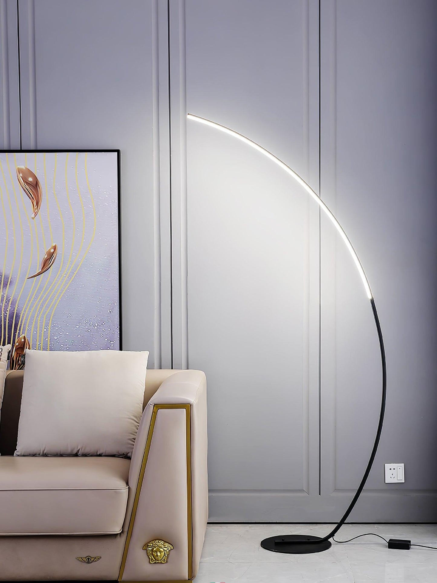 Arc Floor Lamp with Integrated LED - Modern Minimalist Design