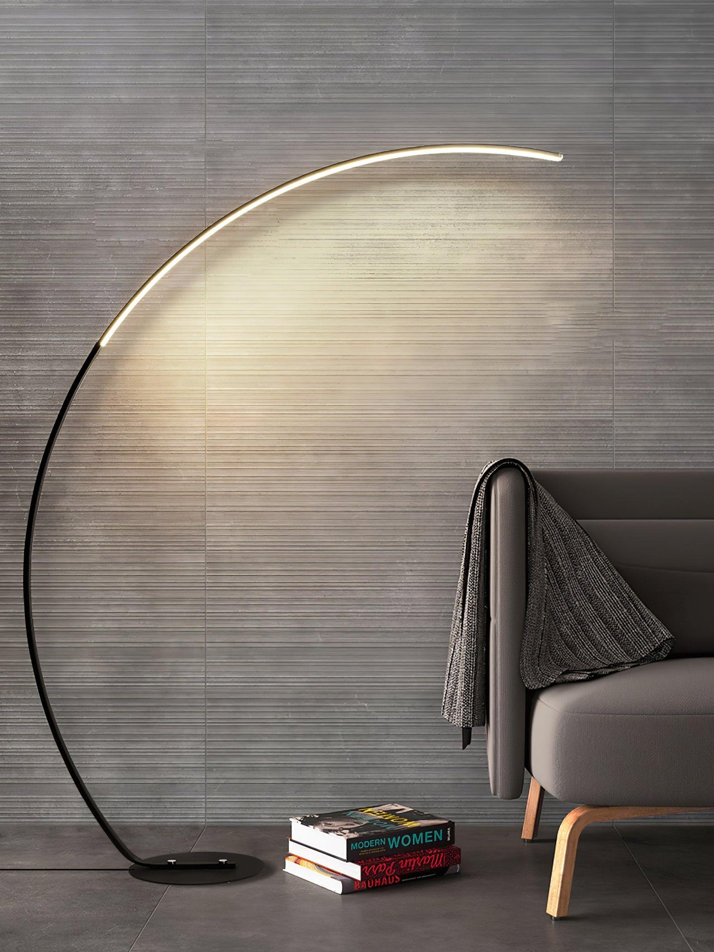 Arc Floor Lamp with Integrated LED - Modern Minimalist Design