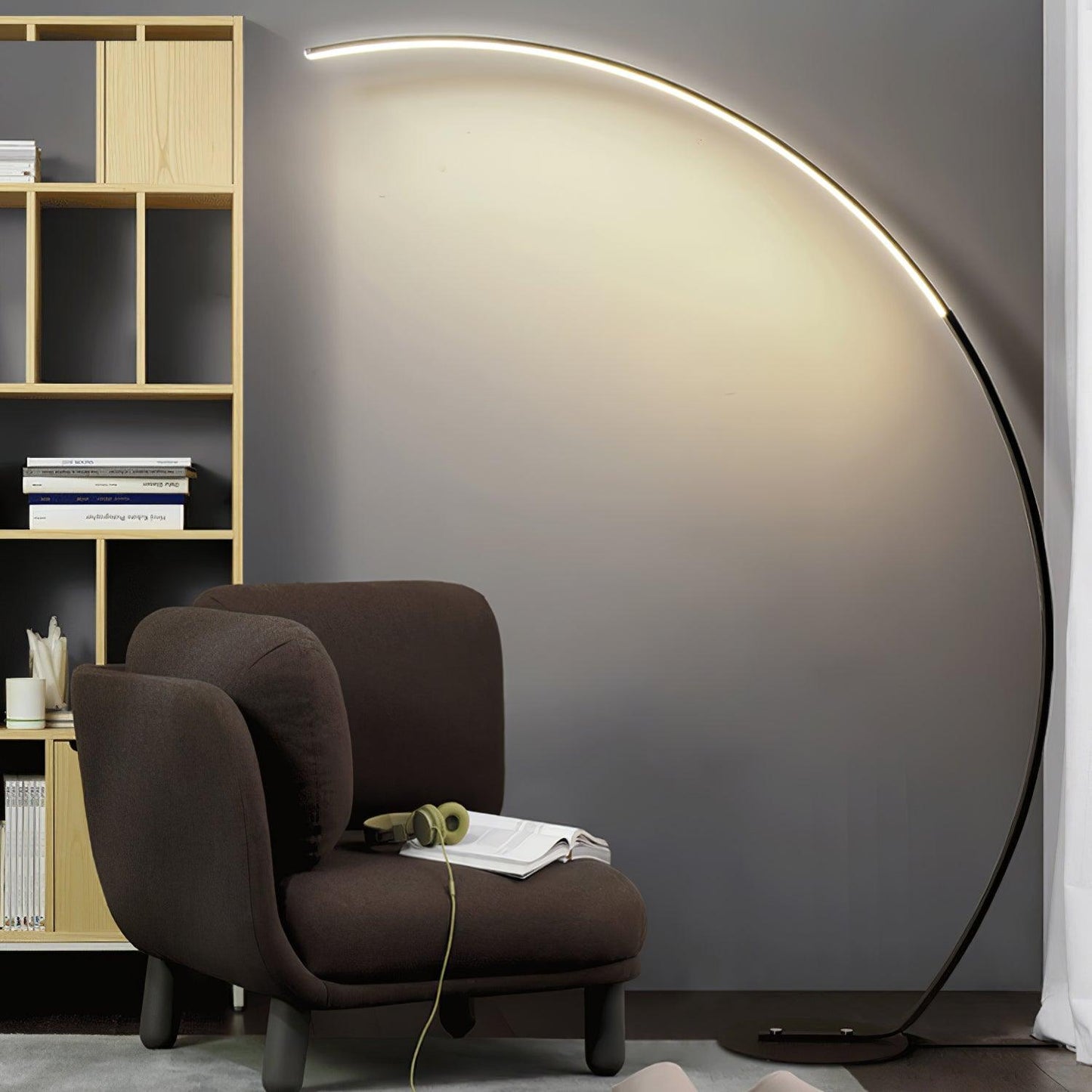 Arc Floor Lamp with Integrated LED - Modern Minimalist Design