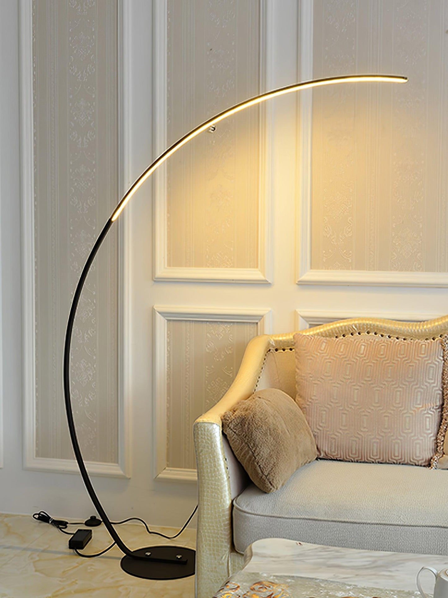Arc Floor Lamp with Integrated LED - Modern Minimalist Design