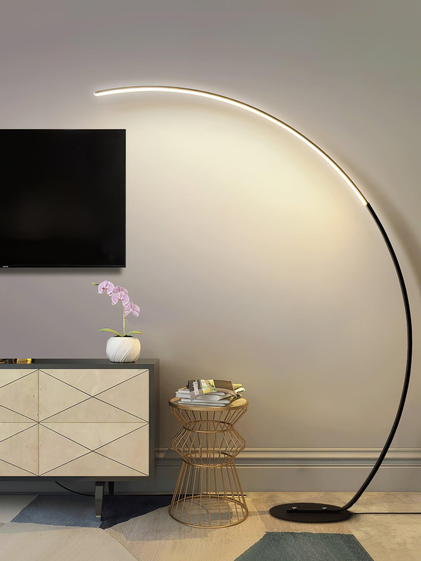 Arc Floor Lamp with Integrated LED - Modern Minimalist Design