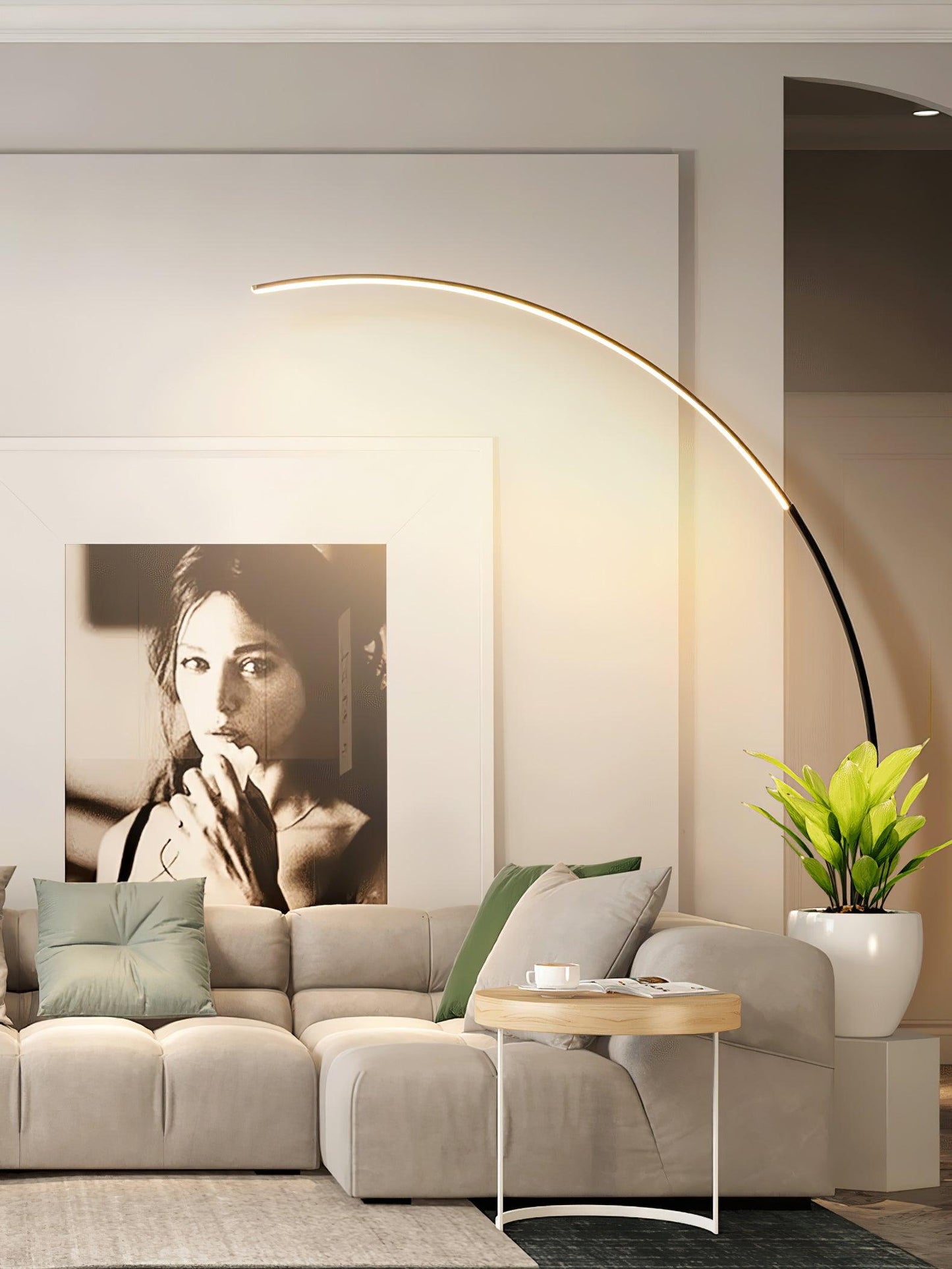 Arc Floor Lamp with Integrated LED - Modern Minimalist Design
