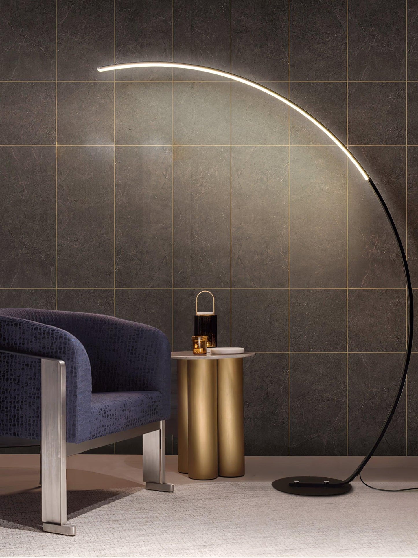 Arc Floor Lamp with Integrated LED - Modern Minimalist Design