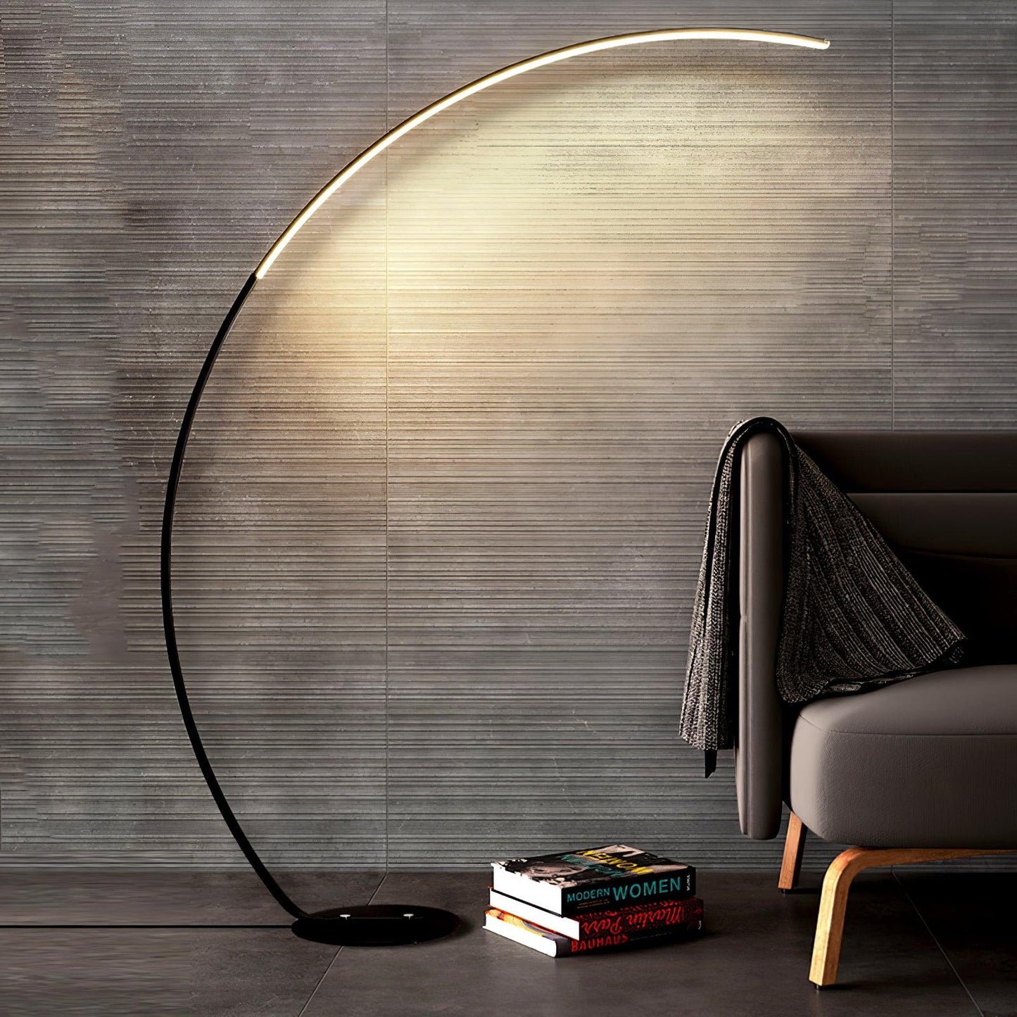 Arc Floor Lamp with Integrated LED - Modern Minimalist Design