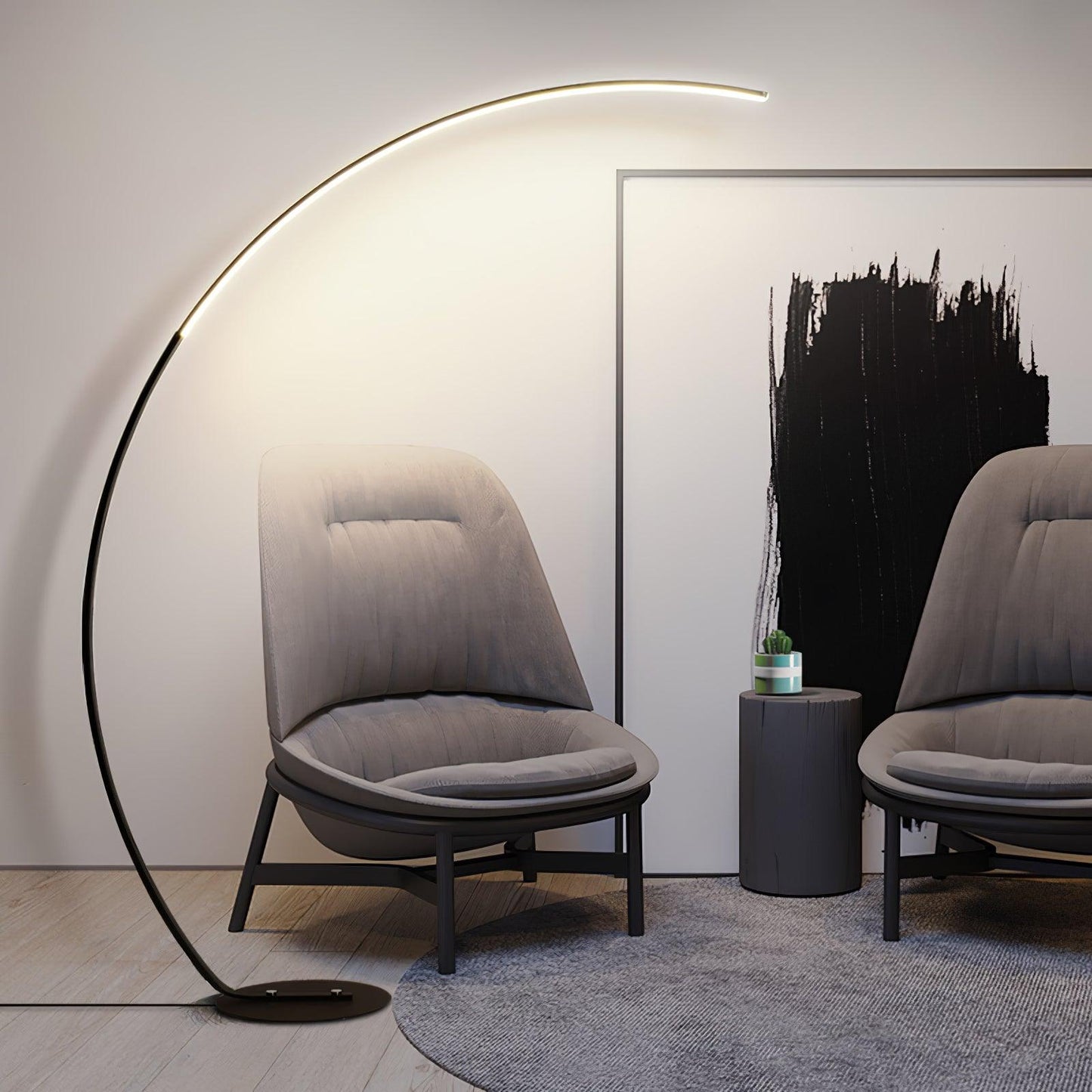 Arc Floor Lamp with Integrated LED - Modern Minimalist Design