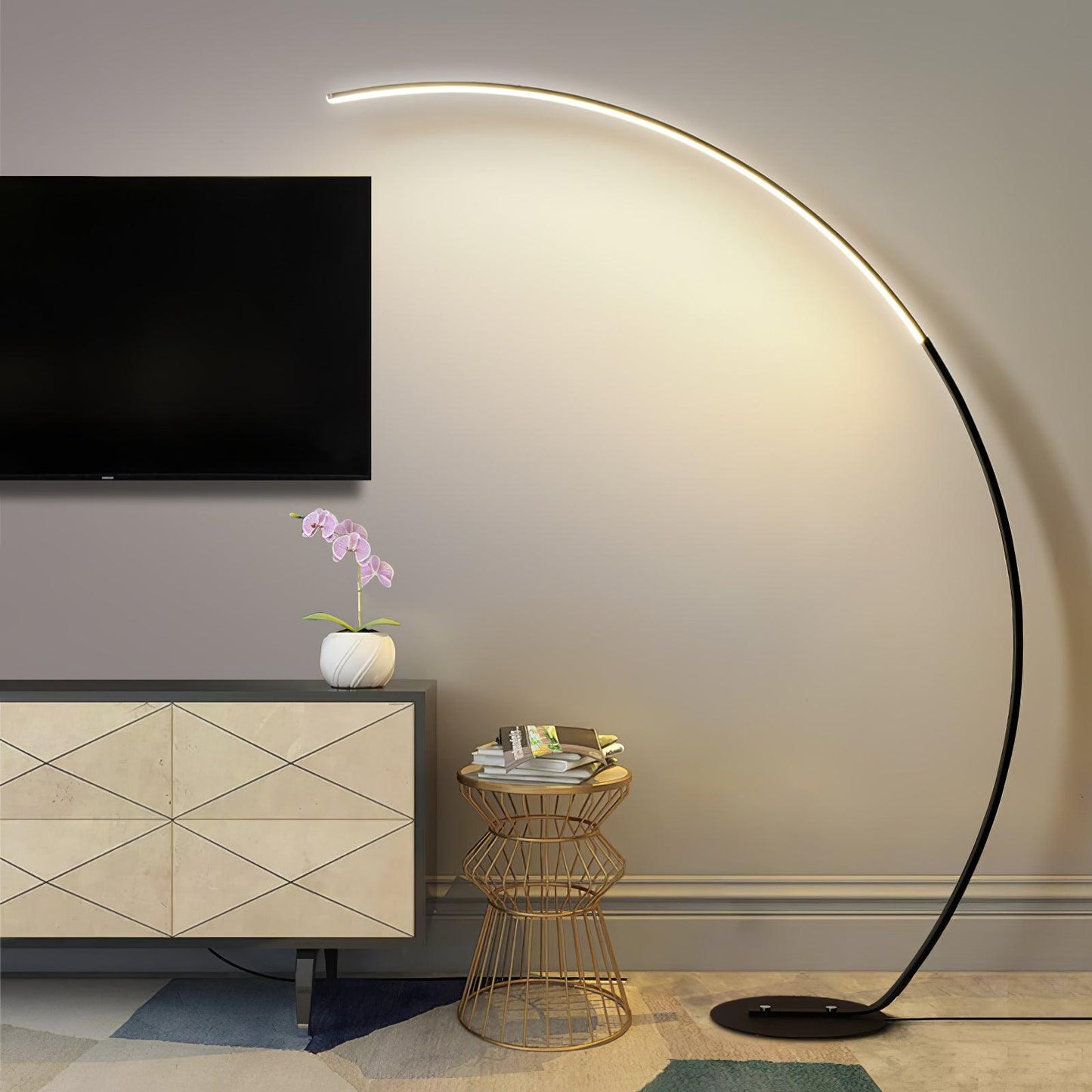 Arc Floor Lamp with Integrated LED - Modern Minimalist Design