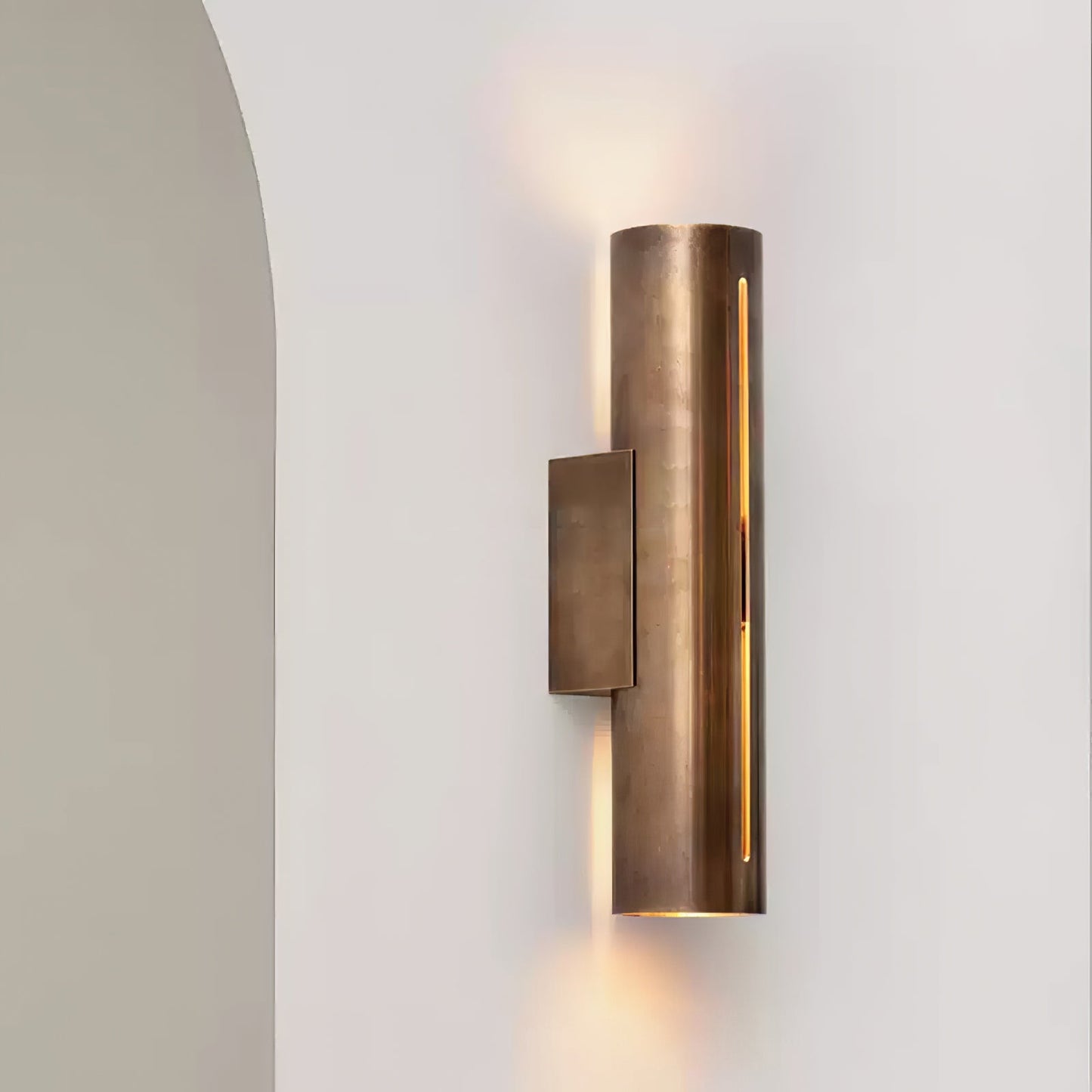 Aria Cylinder Wall Light LED Indoor Brass Fixture
