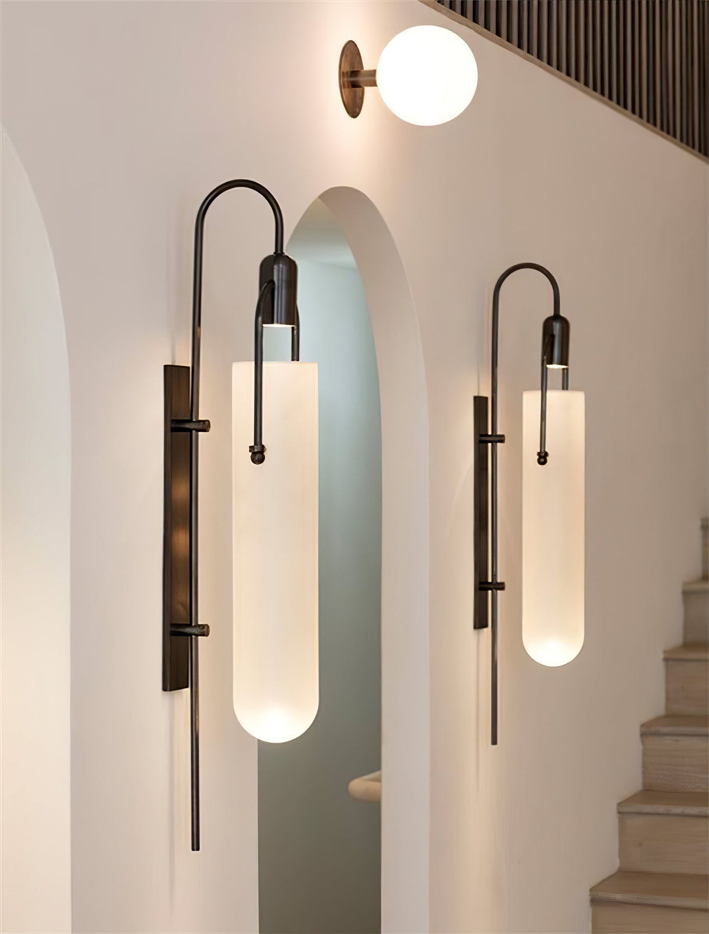 Arc Wall Lamp Set of 2, LED Glass Indoor Lighting