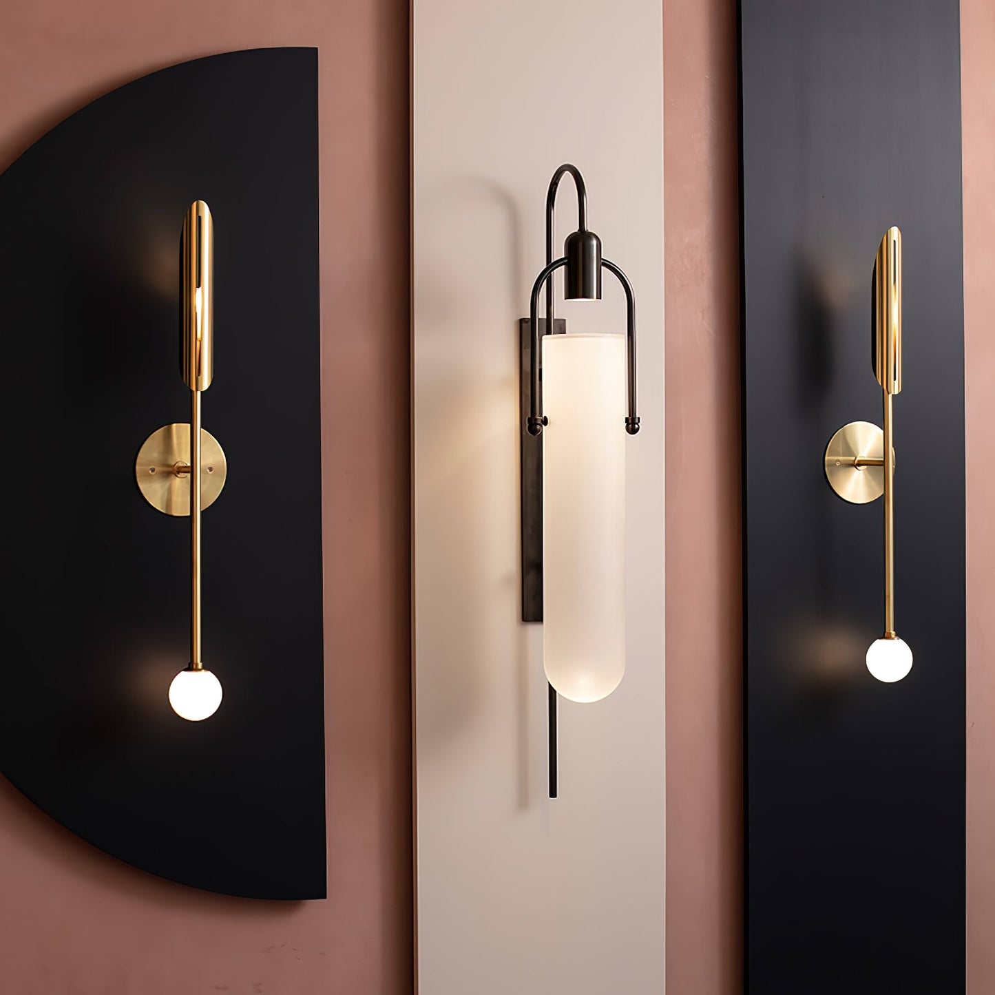 Arc Wall Lamp Set of 2, LED Glass Indoor Lighting