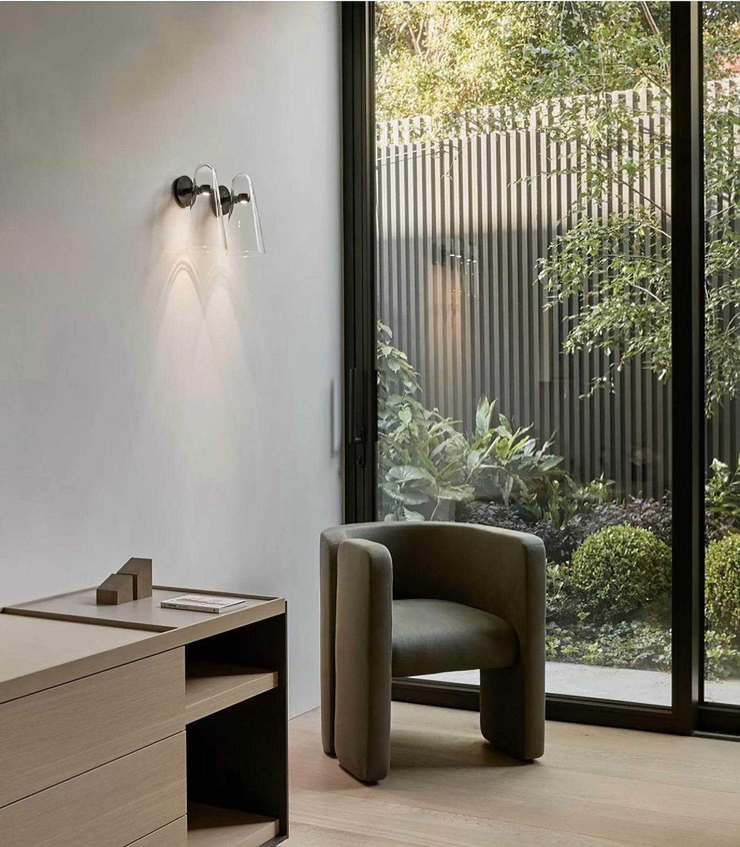 Conical Glass Wall Lamp with Integrated LED and Modern Design