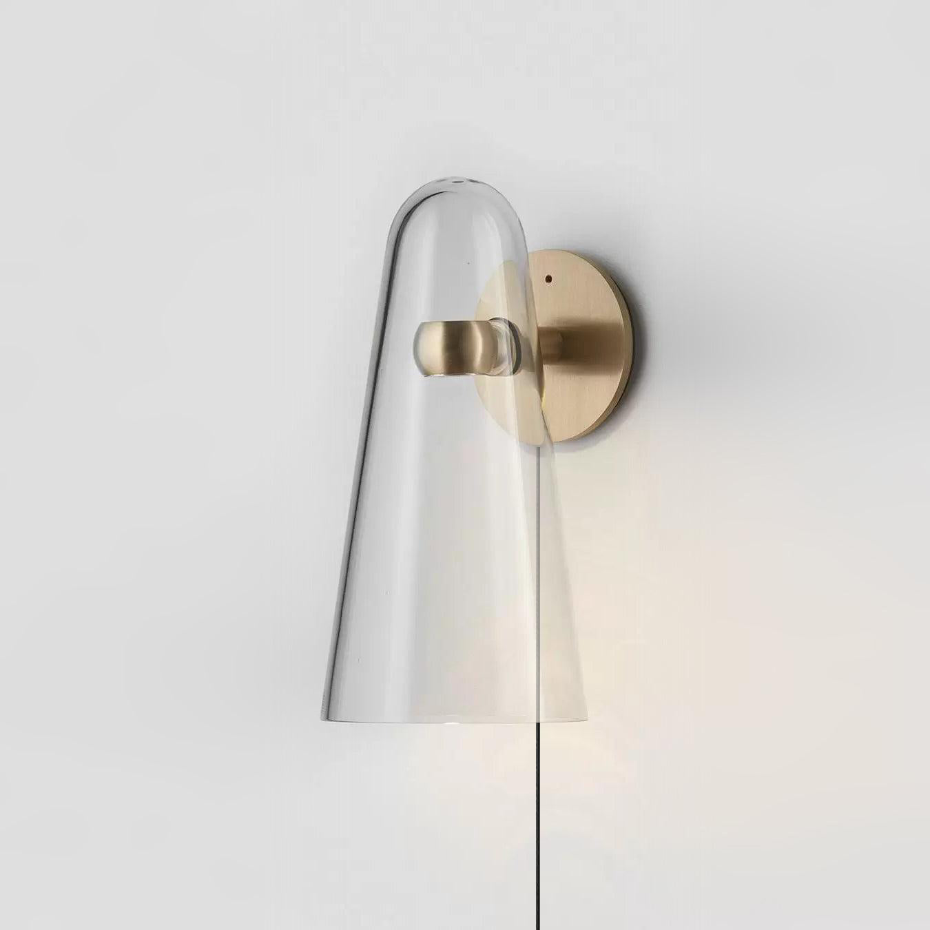 Conical Glass Plug-in Wall Lamp with LED, Indoor Lighting
