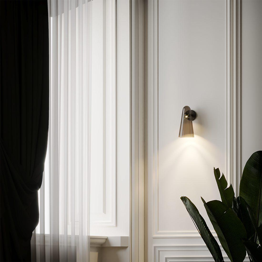 Conical Glass Wall Lamp with Integrated LED and Modern Design