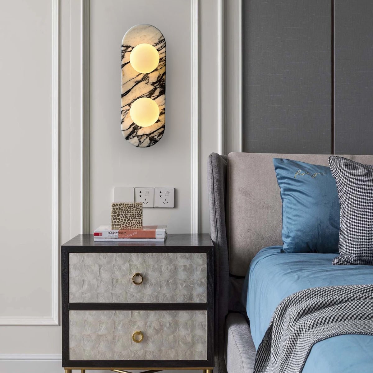 Asteria Wall Lamp - Elegant Marble & Glass LED Indoor Light
