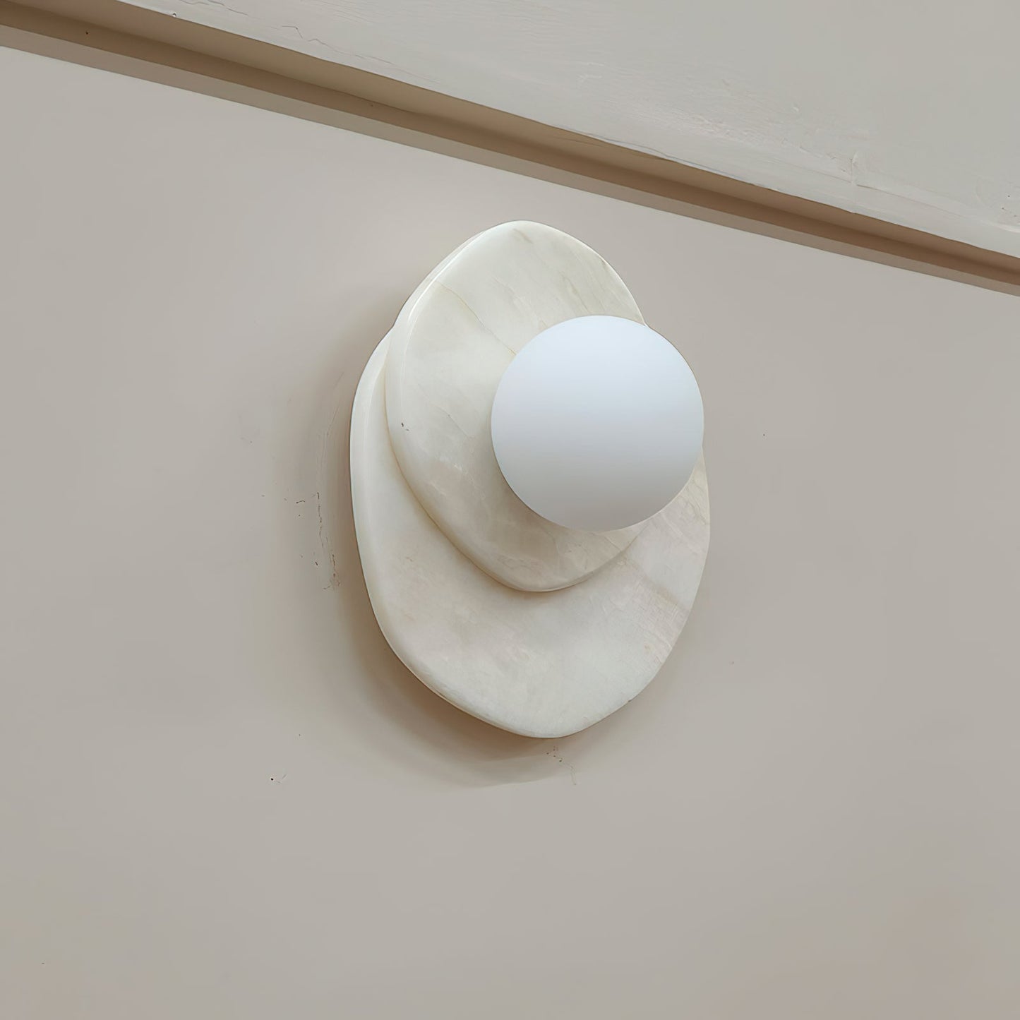 Astr Stone Wall Lamp - LED Indoor Lighting Fixture, Marble & Glass