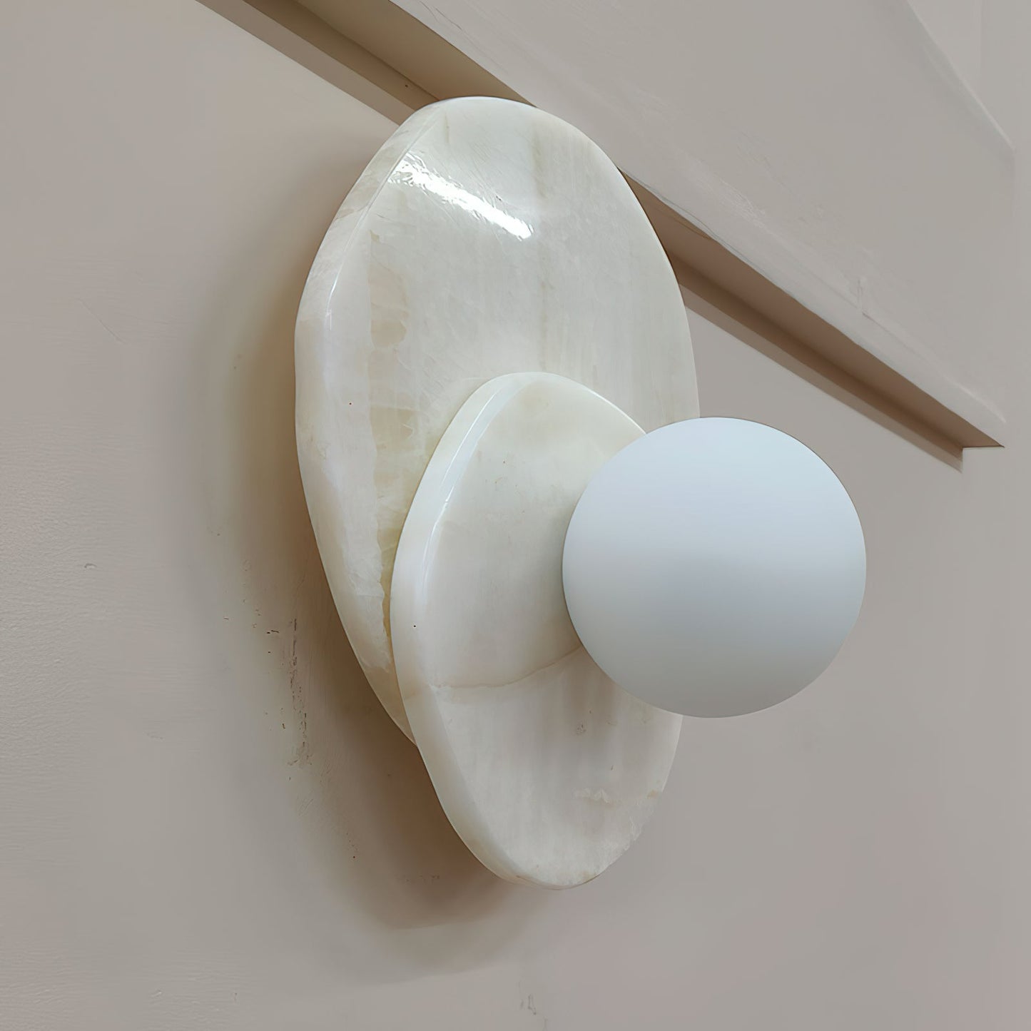 Astr Stone Wall Lamp - LED Indoor Lighting Fixture, Marble & Glass