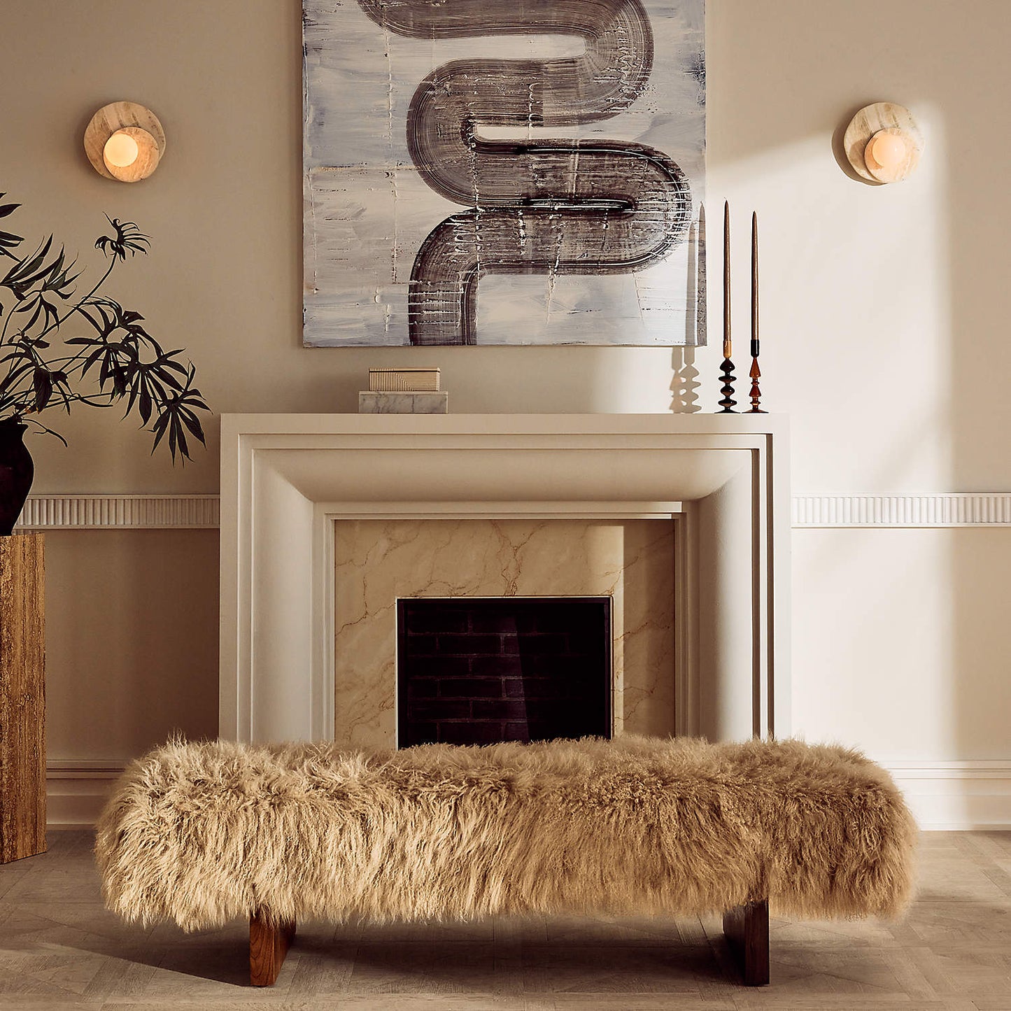 Astr Stone Wall Lamp - LED Indoor Lighting Fixture, Marble & Glass