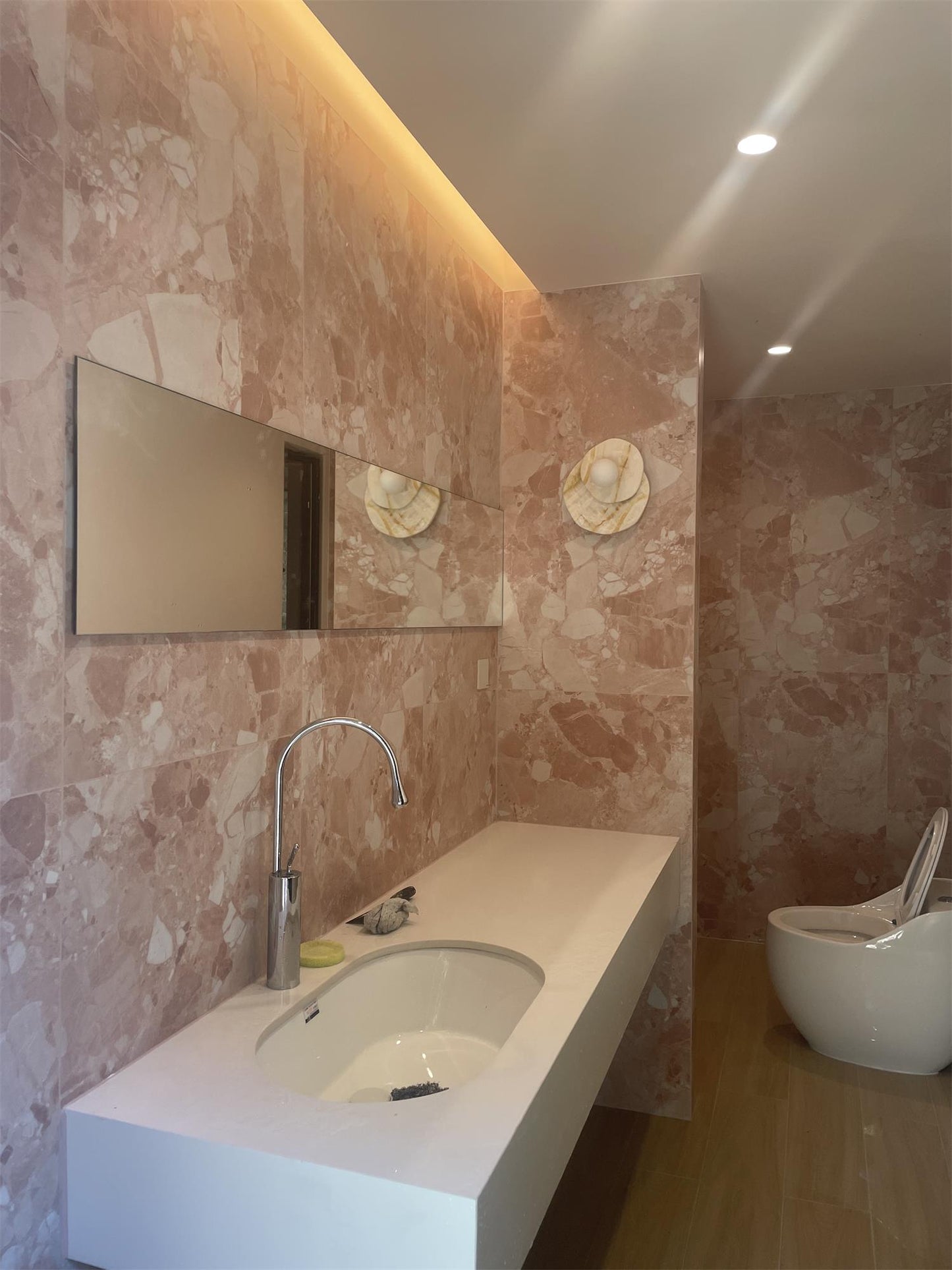 Astr Stone Wall Lamp - LED Indoor Lighting Fixture, Marble & Glass