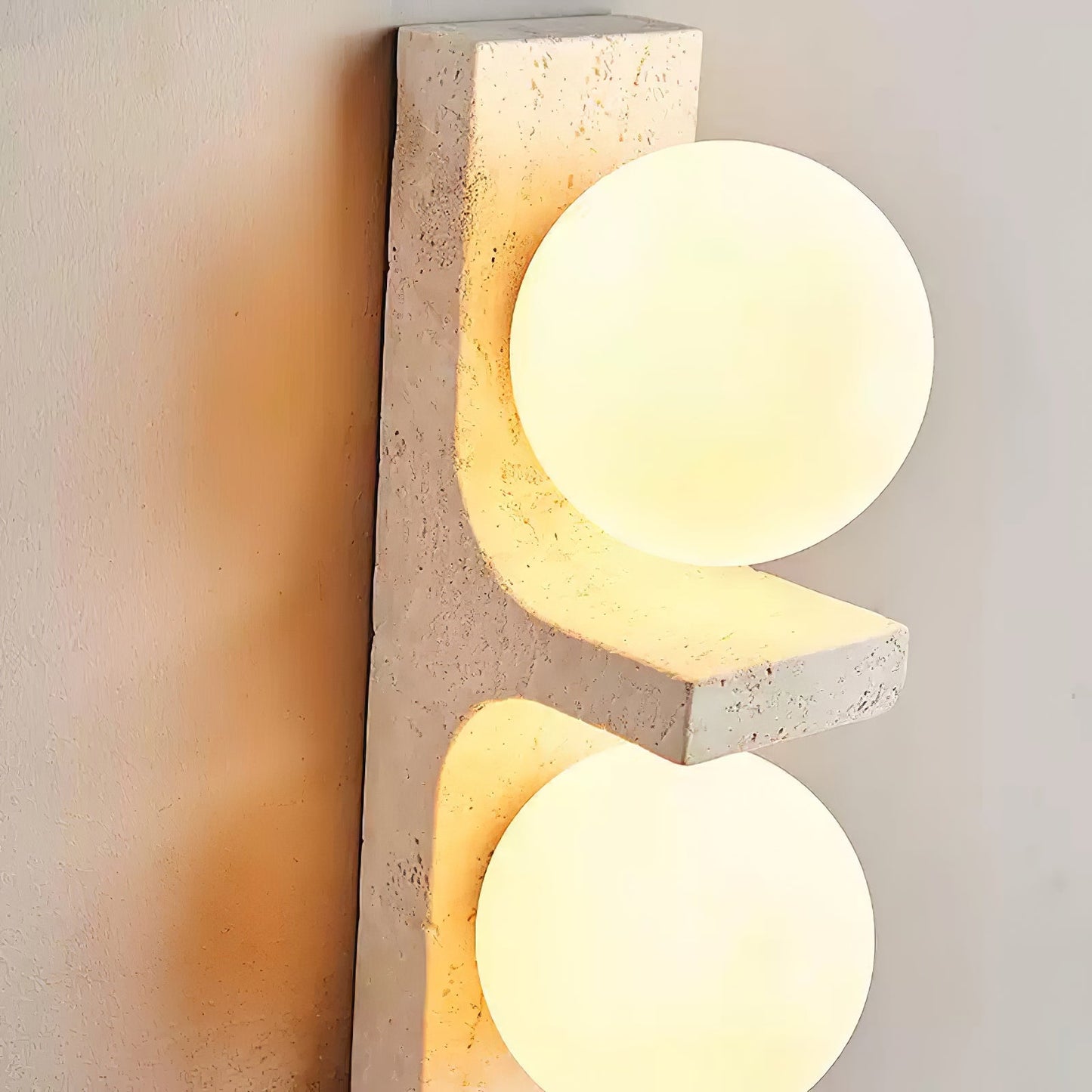 Asymmetrical Travertine Wall Sconce with LED Lighting