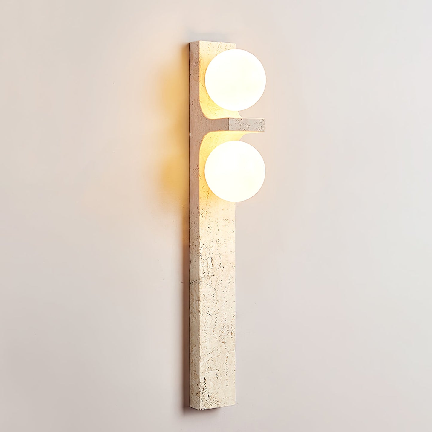 Asymmetrical Travertine Wall Sconce with LED Lighting