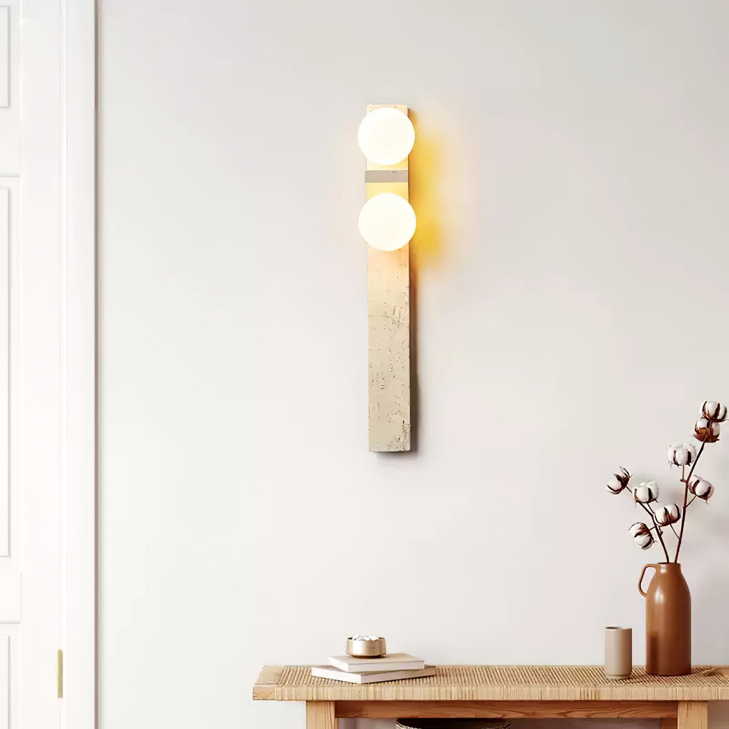 Asymmetrical Travertine Wall Sconce with LED Lighting