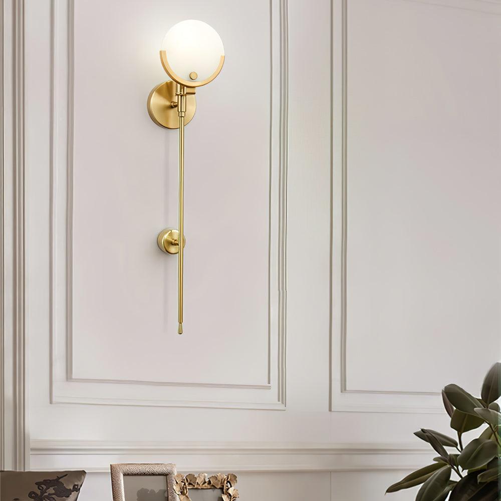 Ava Brass Wall Lamp with Alabaster Shade, LED, Indoor