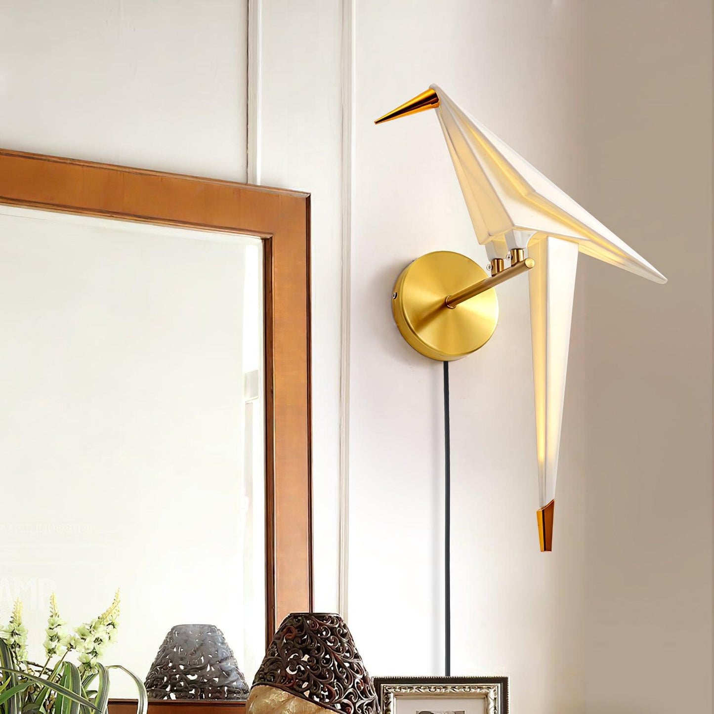 Avian Serenity Plug-In Wall Lamp with Adjustable LED Light