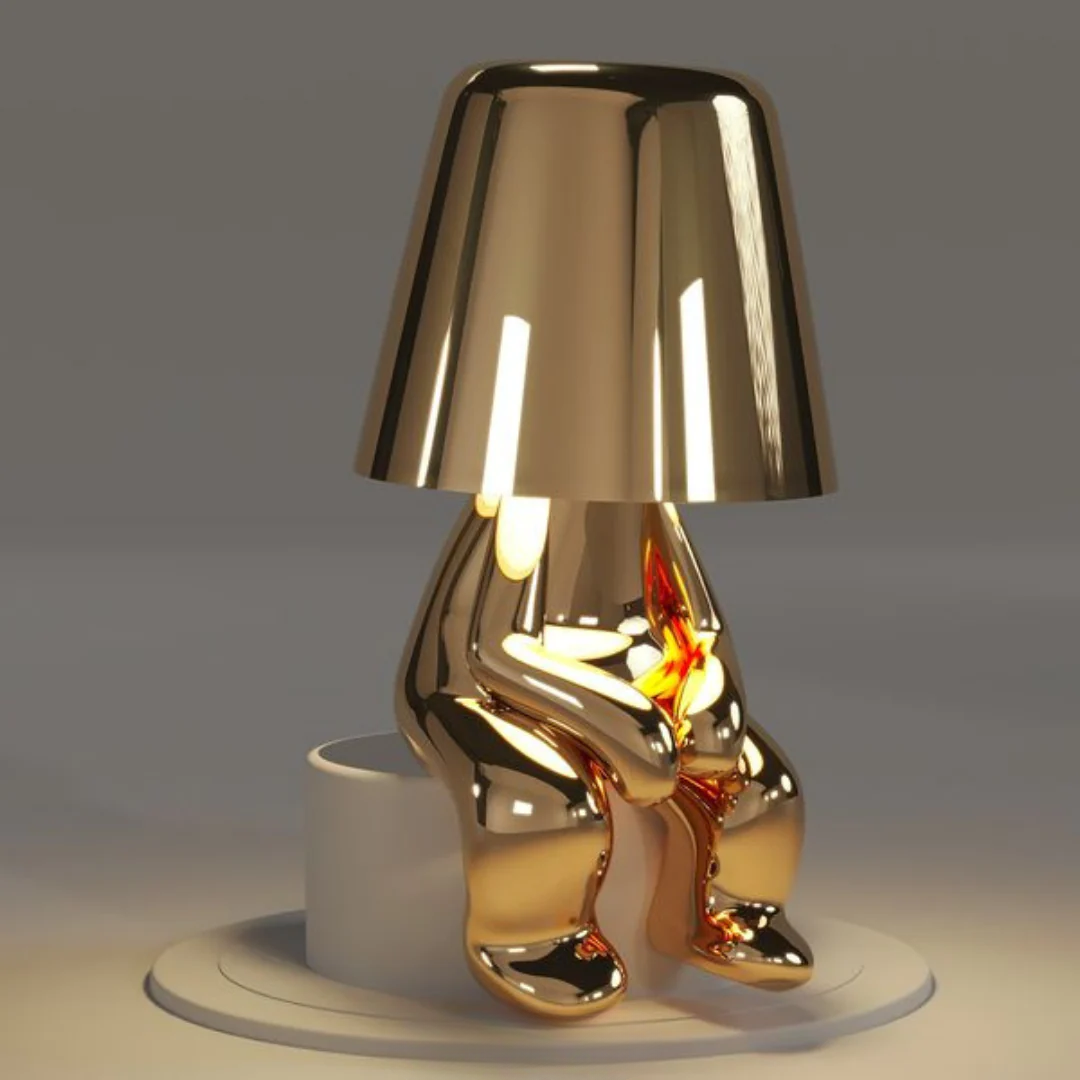 Gold USB Rechargeable Table Lamp | Dimmable Resin Lamp