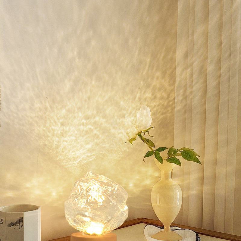 Modern Art Deco Trapezoidal Plastic Glass LED Table Lamp