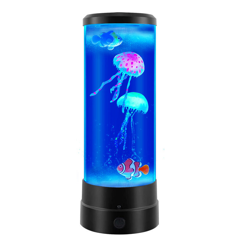 Moderne Art Deco Cylindrical Jellyfish Fish LED Table Lamp