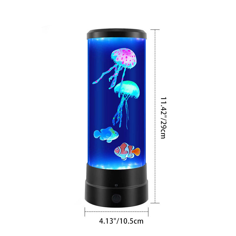 Moderne Art Deco Cylindrical Jellyfish Fish LED Table Lamp