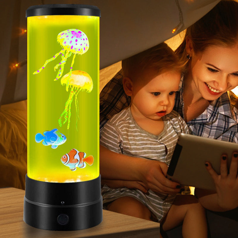 Moderne Art Deco Cylindrical Jellyfish Fish LED Table Lamp