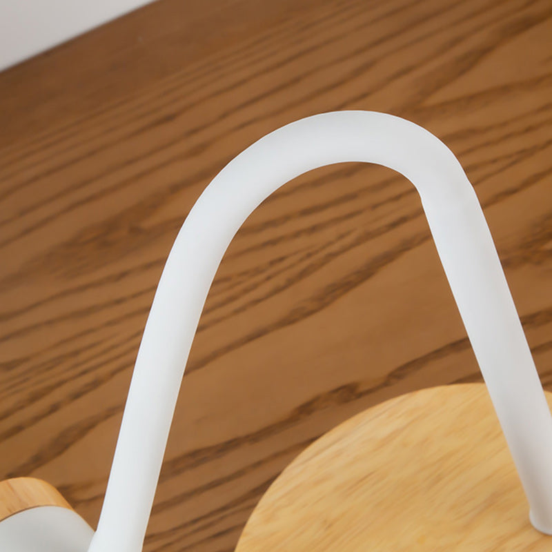 Modern Minimalist Round Horn Shape Iron Shade Wood Base 1-Light Table Lamp for Bedroom