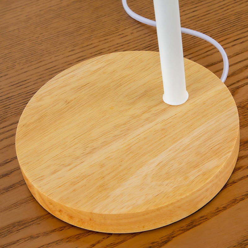 Modern Minimalist Round Horn Shape Iron Shade Wood Base 1-Light Table Lamp for Bedroom