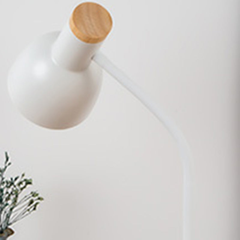 Modern Minimalist Round Horn Shape Iron Shade Wood Base 1-Light Table Lamp for Bedroom