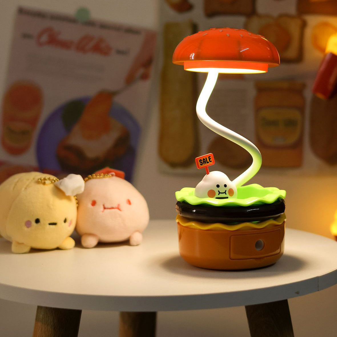 Contemporary Creative Hamburger LED Table Lamp for Bedroom