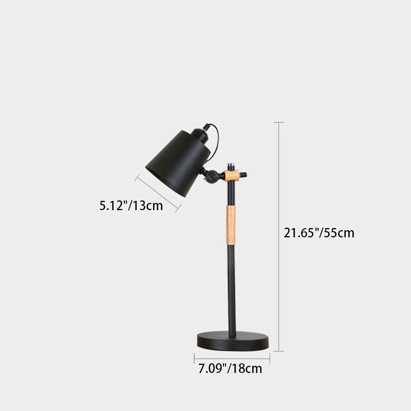 Modern Minimalist Long Cylinder Wood Iron 1-Lamp Table Lamp