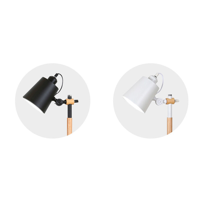 Modern Minimalist Long Cylinder Wood Iron 1-Lamp Table Lamp