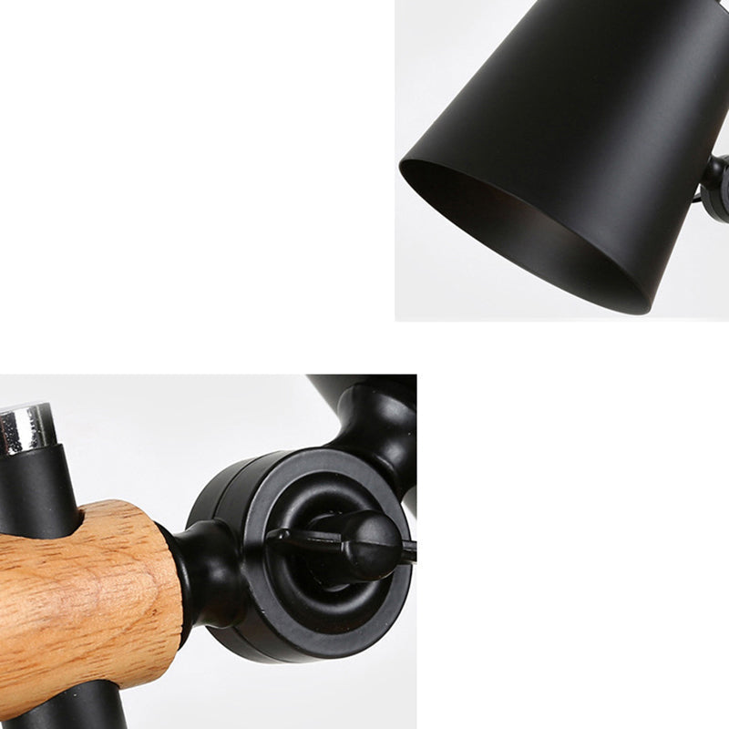 Modern Minimalist Long Cylinder Wood Iron 1-Lamp Table Lamp