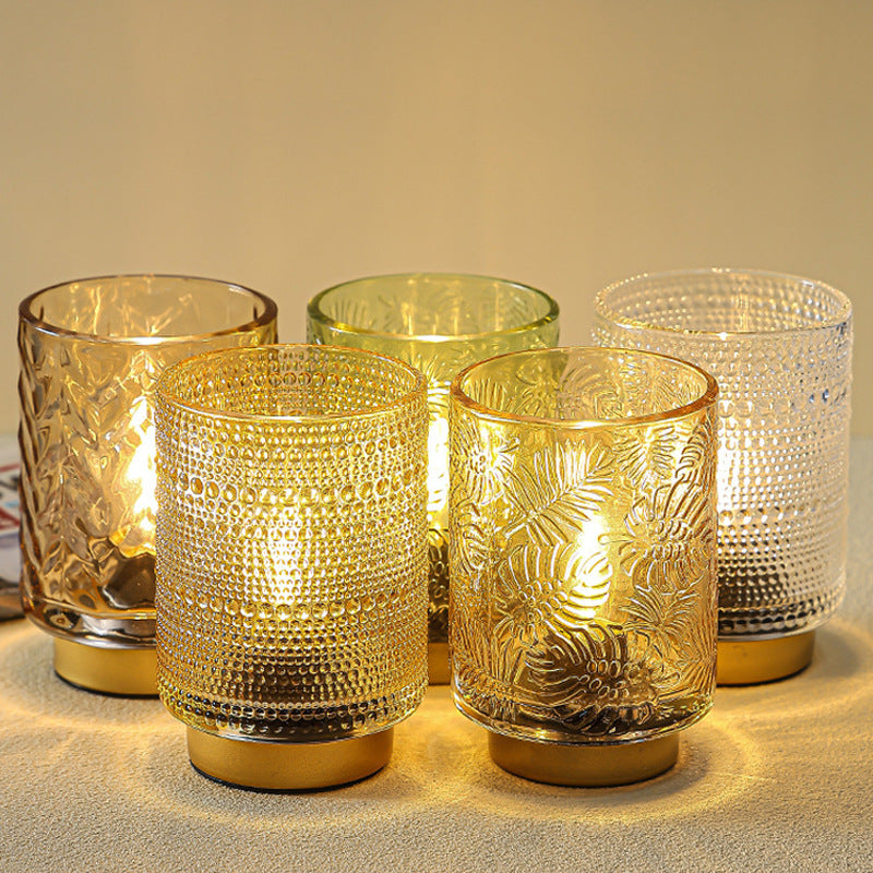 Modern Art Deco Cylinder Point Leaf Glass LED Table Lamp for Bedroom