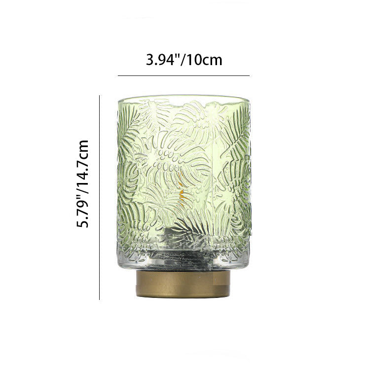 Modern Art Deco Cylinder Point Leaf Glass LED Table Lamp for Bedroom