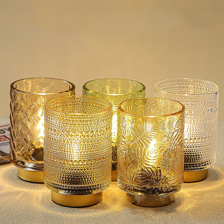 Modern Art Deco Cylinder Point Leaf Glass LED Table Lamp for Bedroom