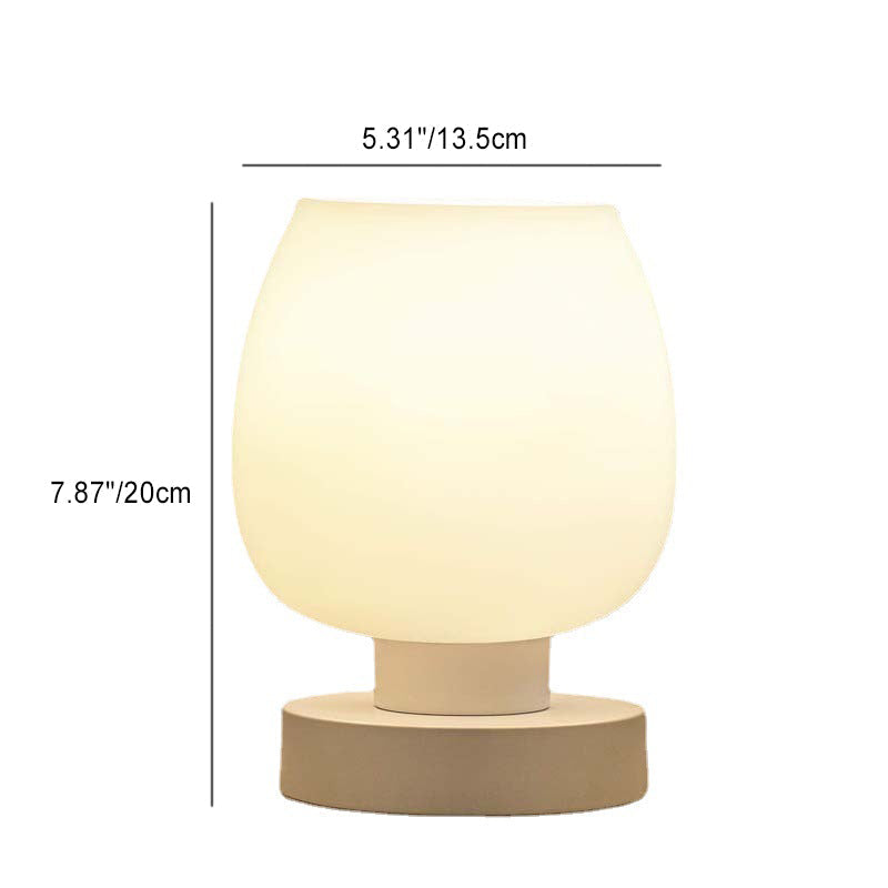 Modern Minimalist Round Glass Shade Iron Base 1-Light Table Lamp for Bedroom