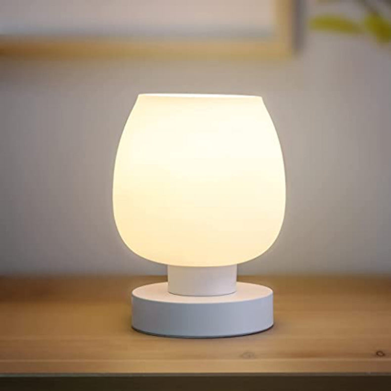 Modern Minimalist Round Glass Shade Iron Base 1-Light Table Lamp for Bedroom