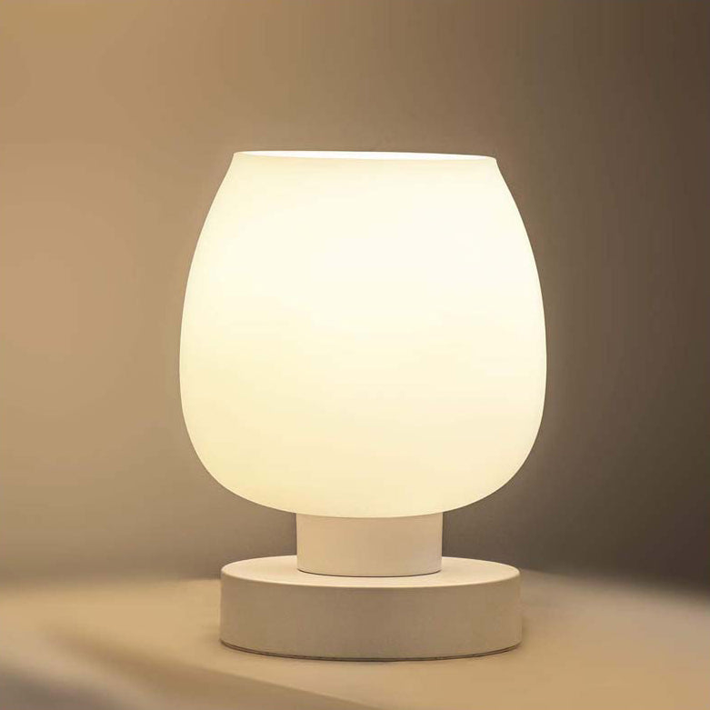 Modern Minimalist Round Glass Shade Iron Base 1-Light Table Lamp for Bedroom