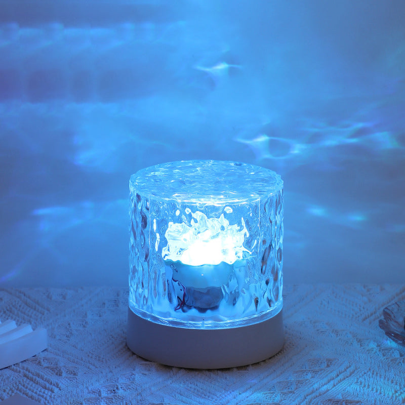 Moderne Art Deco Cylinder Projection Acrylic LED Table Lamp for Bedroom